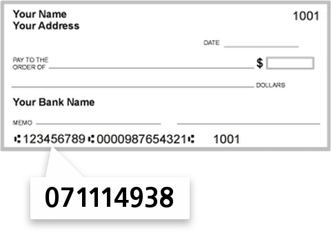 071114938 routing number on Scott State Bank check