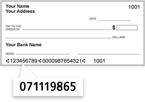 071119865 routing number on United Community Bank check