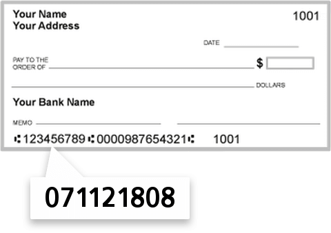 071121808 routing number on First State Bank of Forrest check
