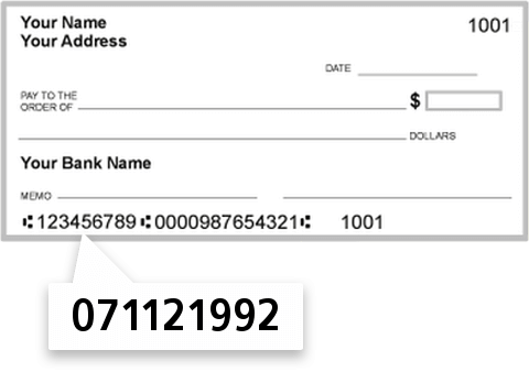 071121992 routing number on State Bkpearl City check