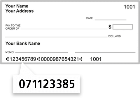 071123385 routing number on Mainsource Bank check