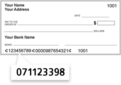 071123398 routing number on Community Bank of Easton check