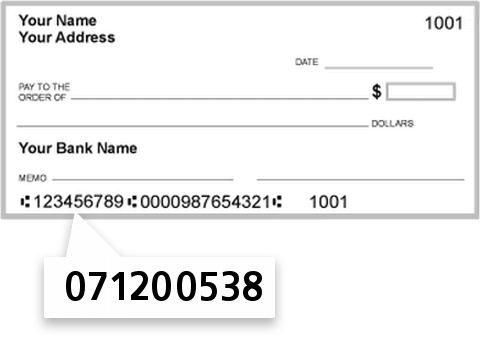 071200538 routing number on KEY Bank check