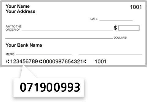 071900993 routing number on UN Natl Bk&tr CO Elgin check