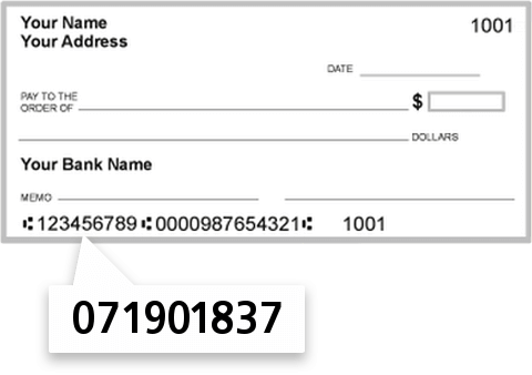 071901837 routing number on Midland States Bank check