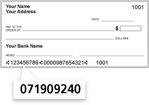 071909240 routing number on M B Financial Bank check