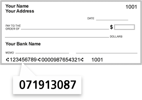 071913087 routing number on The First National Bank IN Amboy check