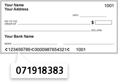 071918383 routing number on Illini State Bank check