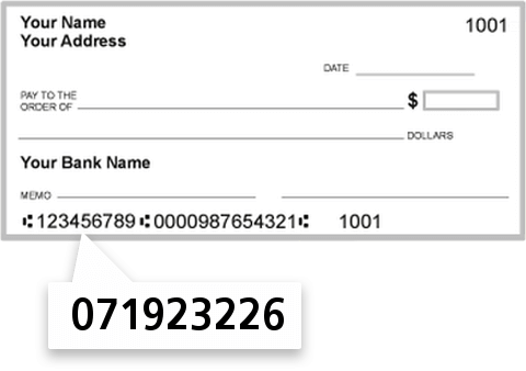 071923226 routing number on Jpmorgan Chase check
