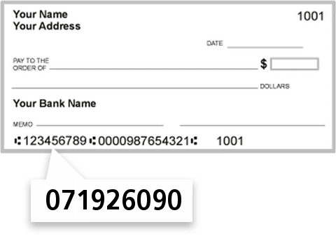071926090 routing number on Grand Ridge National Bank check