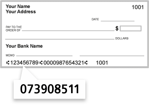 073908511 routing number on State Bank of Schaller check
