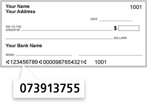 073913755 routing number on Hills Bank AND Trust CO check