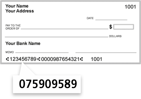 075909589 routing number on Mbank check