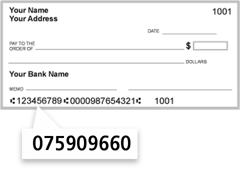 075909660 routing number on First State Bank check