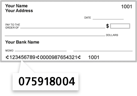 075918004 routing number on Town Bank check