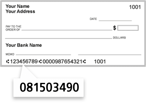 081503490 routing number on UMB NA check