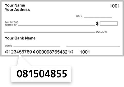 081504855 routing number on First State Bank AND Trust check