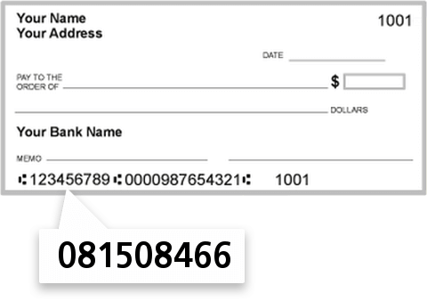 081508466 routing number on Peoples SVG BK check