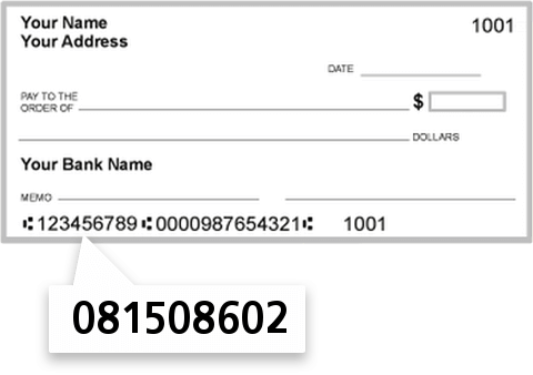 081508602 routing number on Alton BK check