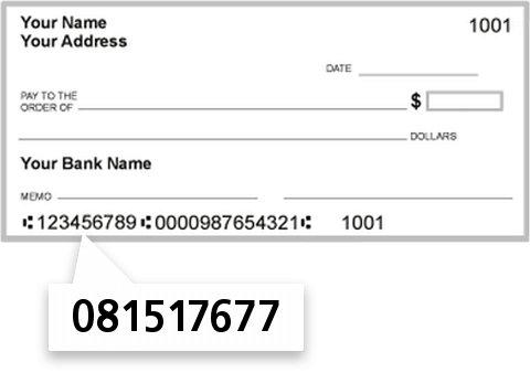 081517677 routing number on United State Bank check