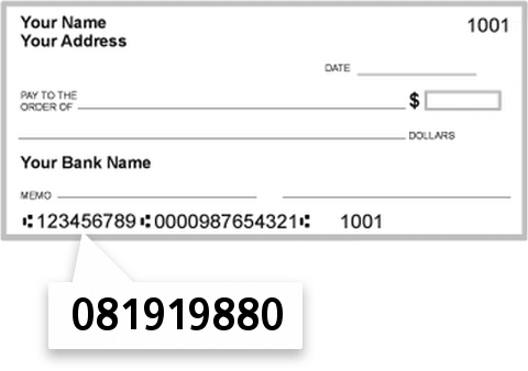 081919880 routing number on The Village Bank check