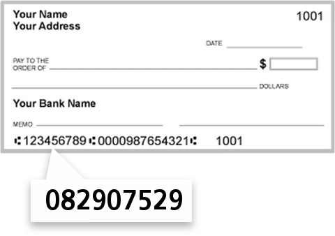 082907529 routing number on The Farmers & Merchants Bank check