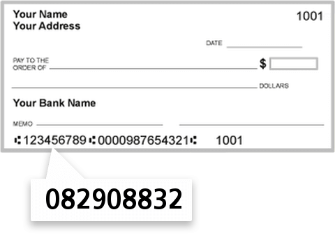 082908832 routing number on Signature Bank of Arkansas check