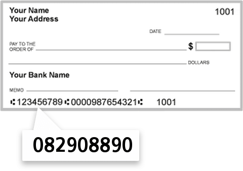 082908890 routing number on Anstaff Bank check