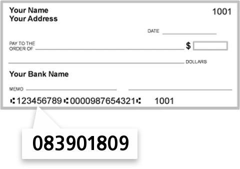 083901809 routing number on Republic Bank check