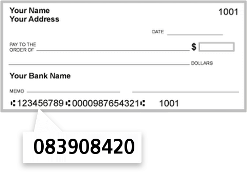 083908420 routing number on United Bank & Capital Trust Company check