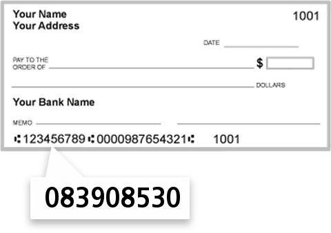 083908530 routing number on Peoples Bank & TR CO of Clinton Cnty check