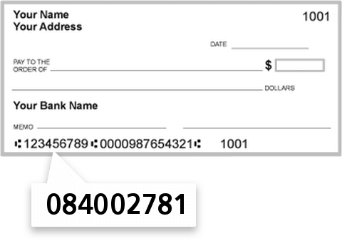 084002781 routing number on First Tennensse Bank Germantown check