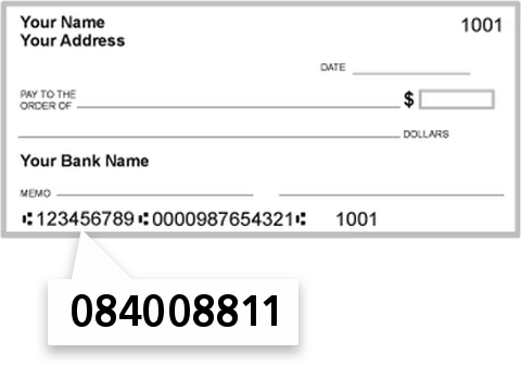 084008811 routing number on First Capital Bank check