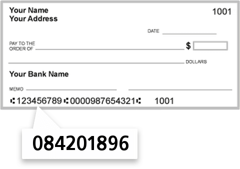 084201896 routing number on Tallahatchie County Bank check