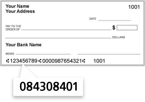 084308401 routing number on Banktennessee check