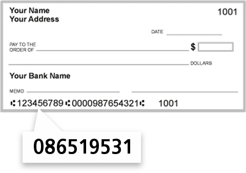 086519531 routing number on SBC Financial INC check