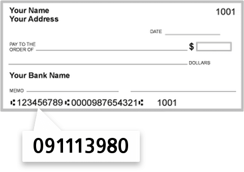 091113980 routing number on OLD Mission Bank check