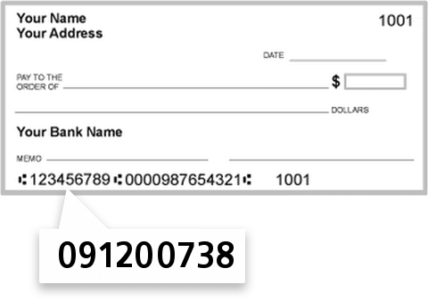 091200738 routing number on First National Bank check
