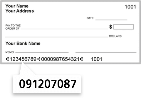 091207087 routing number on State Bank of Danvers check