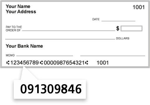 091309846 routing number on Farmers & Merchants Bank of ND check