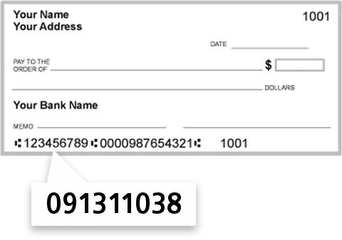 091311038 routing number on Bremer Bank NA check