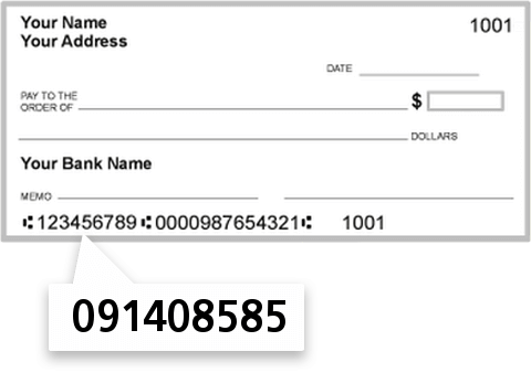 091408585 routing number on Lake Norden Officefirst Premier BK check