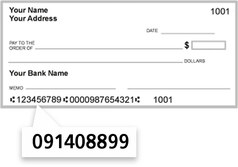091408899 routing number on Cortrust Bank National Association check