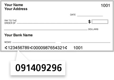 091409296 routing number on Farmers State BK check