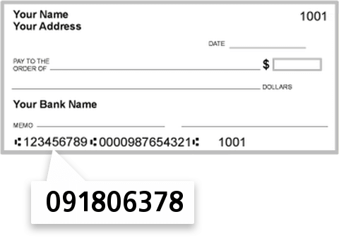 091806378 routing number on Midwestone BK check