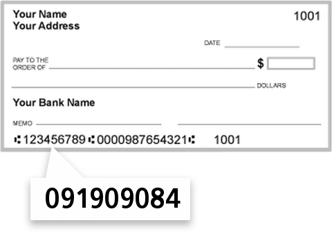 091909084 routing number on Randall State Bank check