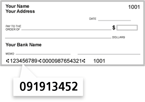 091913452 routing number on Minnesota National Bank check