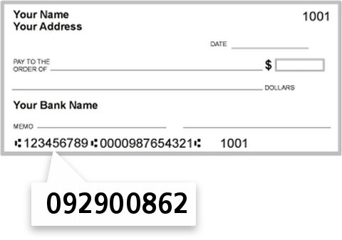 092900862 routing number on State BK & Trdiv of BK of Commerce check