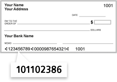 101102386 routing number on Impact Bank check