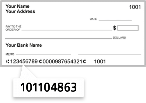 101104863 routing number on First Heritage Bank check